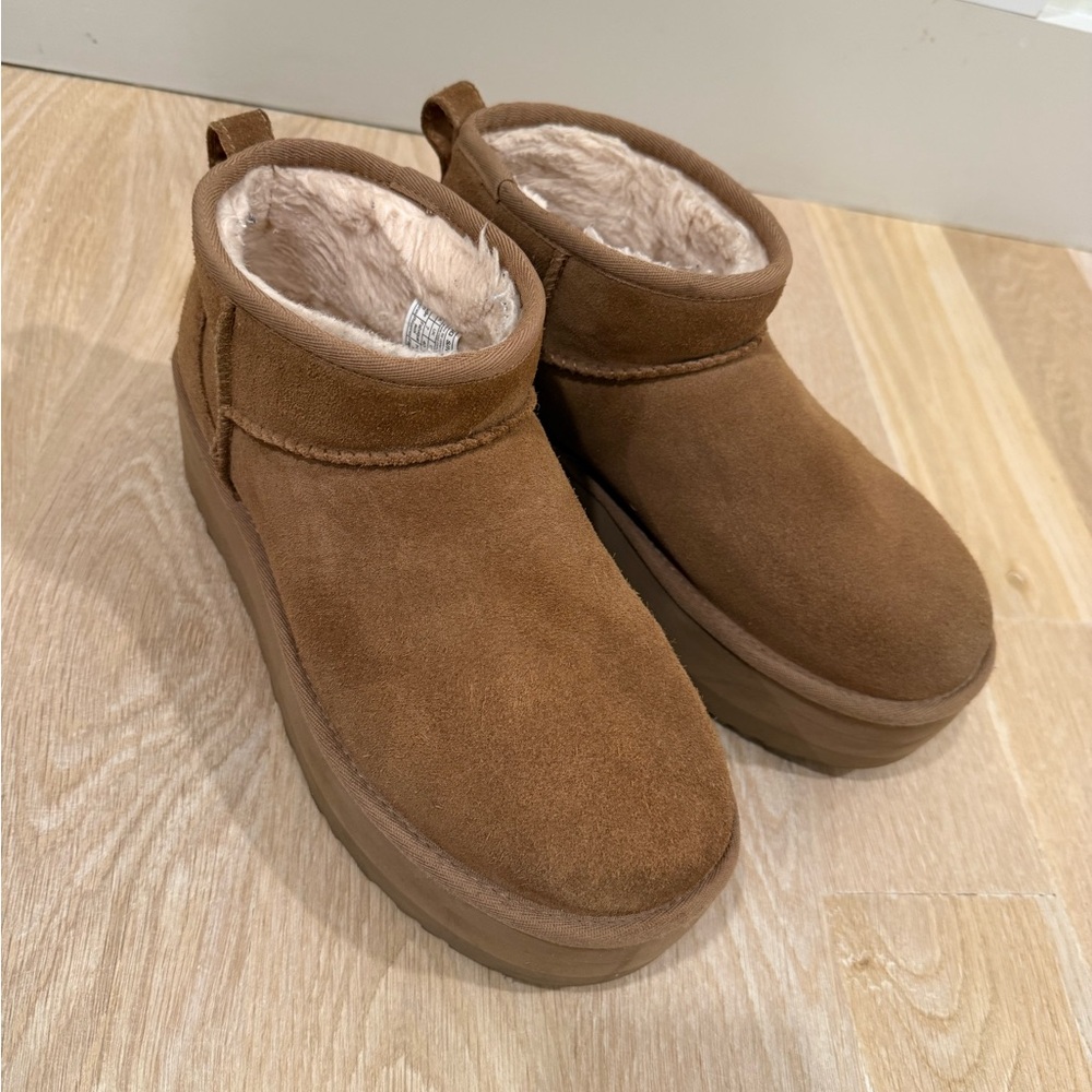 UGG Women's Tan chestnut Ulta mini Platform Boots - Picture 3 of 16